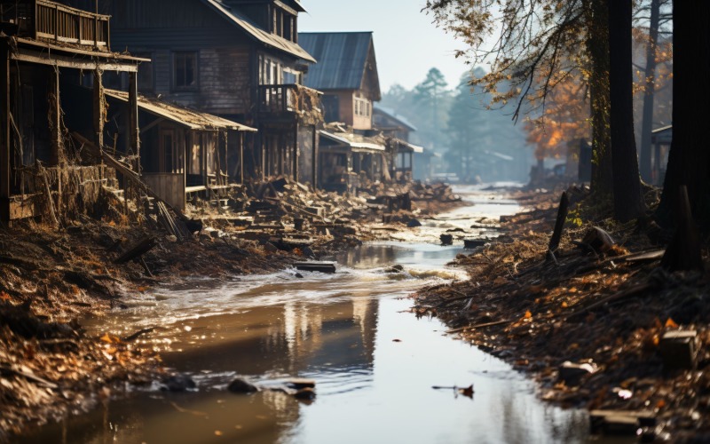Extreme Weather Conditions Flood, Some Houses Destroyed 4 Illustration