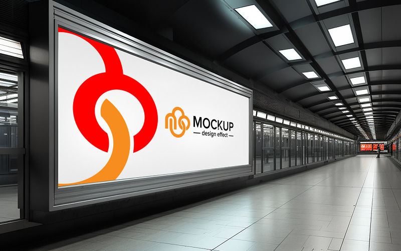Mockup of blank billboard white screen posters and led in the subway station for advertising psd Product Mockup