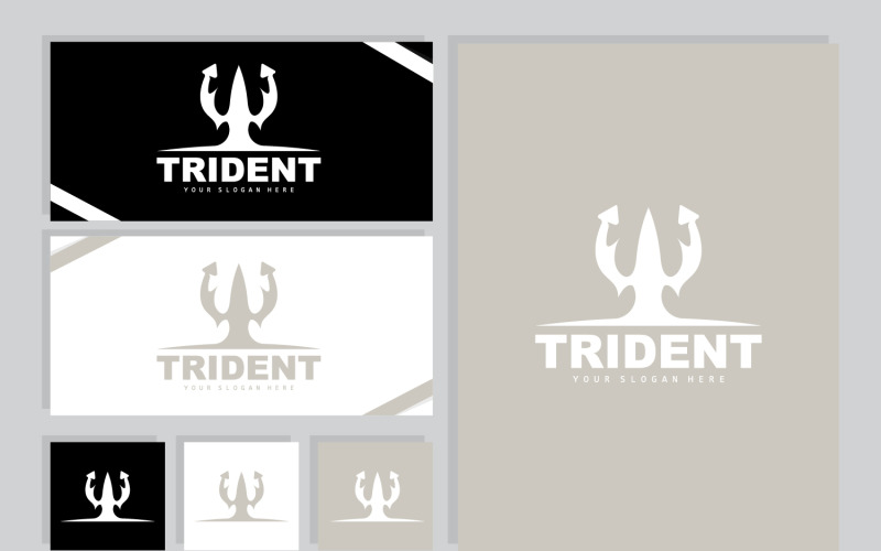Neptune Poseidon Trident Logo Spear SimpleV19 Logo Template