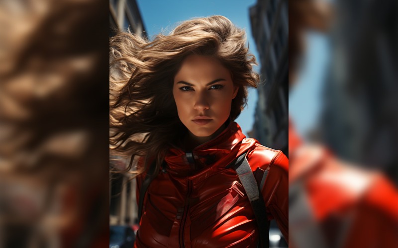 Young female superhero model standing in city street 9 Illustration