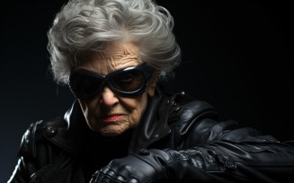 Female superhero wearing black dress and glasses 60
