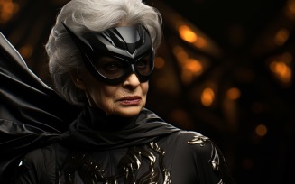 Female superhero wearing black dress and glasses 61