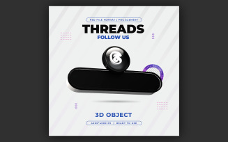Follow Us On Threads Profile Social Media 3D Rander Ber Template