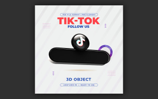 Follow Us On TikTok Profile Social Media 3D Rander Ber Template