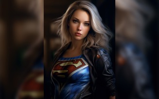 Young female superhero model standing 68