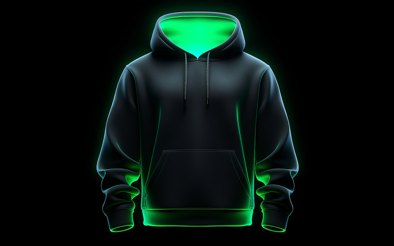 Blank hoodie mockup with neon action Background