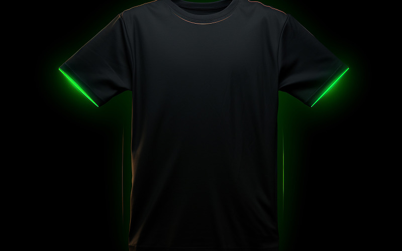 Blank t-shirt with neon light_hanging black t-shirt with neon light_black t-shirt with neon action Background