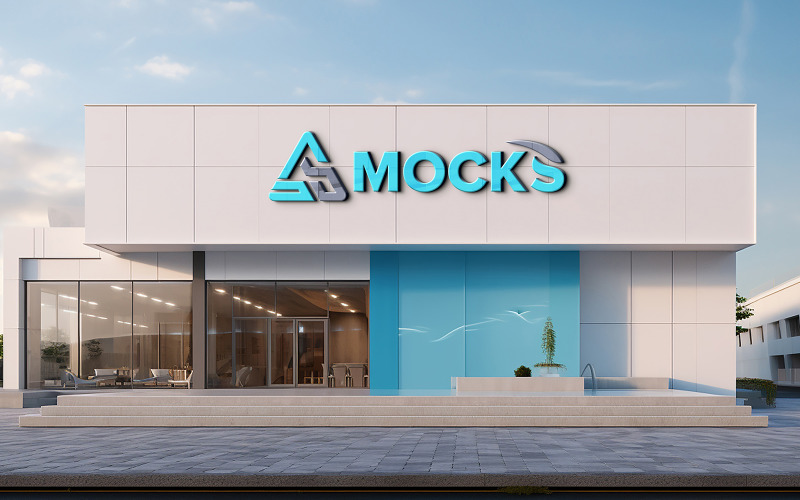 Building front company logo mockup design Product Mockup