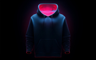 Dark blank hoodie mockup with neon action