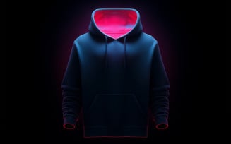 Dark blank hoodie mockup with neon action