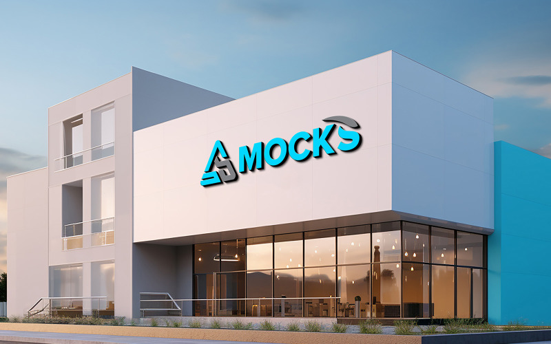 3d realistic logo mockup building sign elegant psd Product Mockup