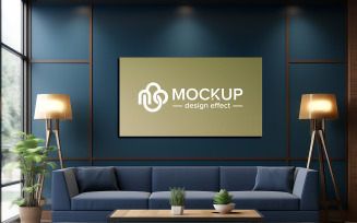 Indoor horizontal board wall mockup replace your logo or design psd