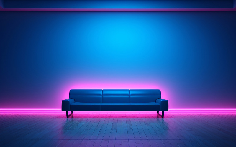 Livingroom_luxury livingroom_livingroom with neon action_colorful livingroom_livingroom blue wall Background