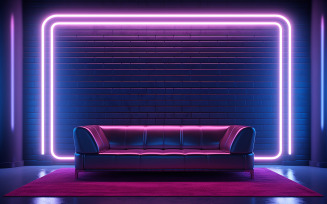 Livingroom_luxury livingroom_livingroom with sofa and neon action wall_luxury livingroom