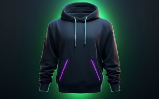 Men's black hoodie on neon action_blank hoodie on neon action