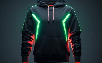 Men's black hoodie with neon action_blank hoodie with neon action