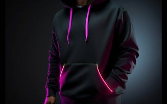 Men's black hoodie with neon action