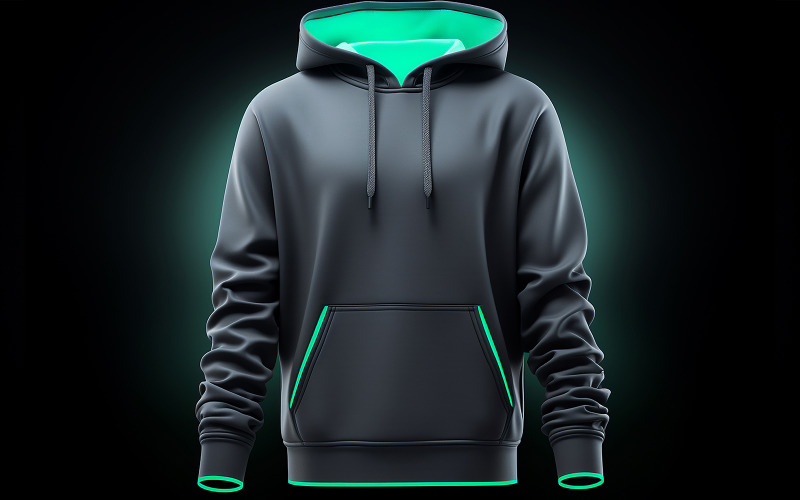 Men's blank hoodie mockup_hanging blank hoodie on the neon effect_premium blank hoodie with neon Background