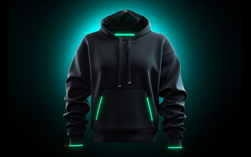 Men's blank hoodie mockup with neon action background Background
