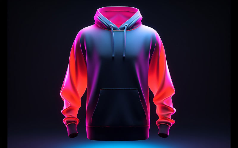 Men's blank hoodie mockup with neon action effect Background