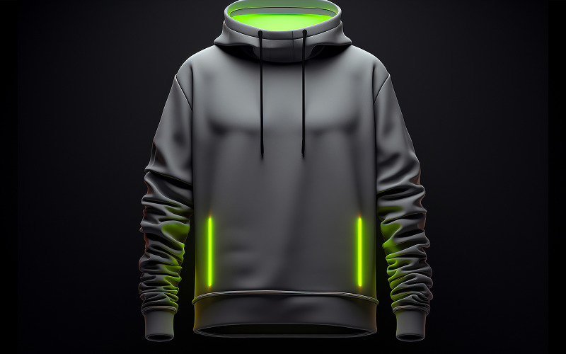 Men's blank hoodie mockup with neon action_hanging blank hoodie on the neon effect_premium blank Background