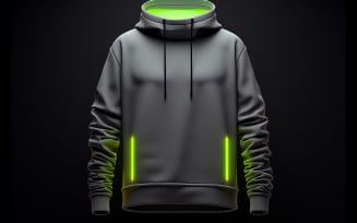 Men's blank hoodie mockup with neon action_hanging blank hoodie on the neon effect_premium blank