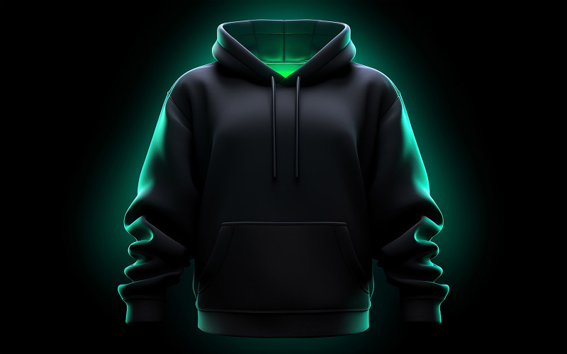 Men's blank hoodie mockup with neon action Background