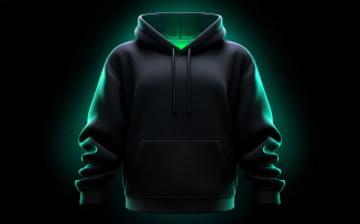 Men's blank hoodie mockup with neon action