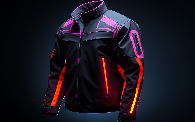 Men's blank jacket_premium blank jacket with neon action_men's blank jacket mockup with neon action Background