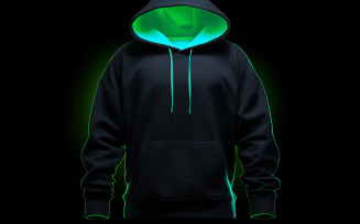 Men's dark hoodie with neon action_blank hoodie mockup with neon action