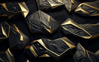 Abstract black and gold 3d tiles_black and gold tiles wall