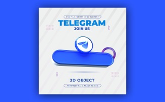 Join Us On Telegram Social Media 3D Rander Ber Template