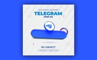 Join Us On Telegram Social Media 3D Rander Ber Template