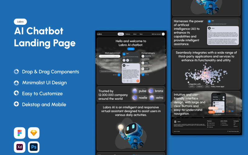 Labro - AI Chatbot Landing Page UI Element