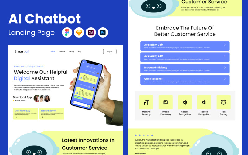 Smart - AI Chatbot Landing Page V1 UI Element