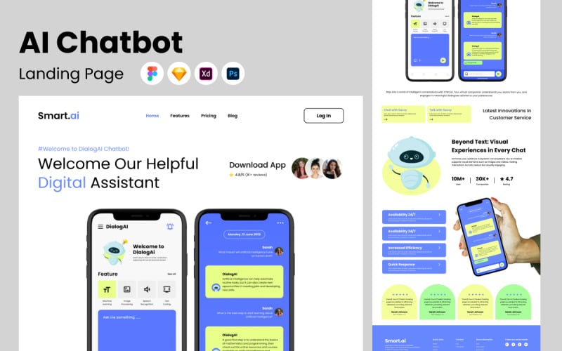Smart - AI Chatbot Landing Page V2 UI Element