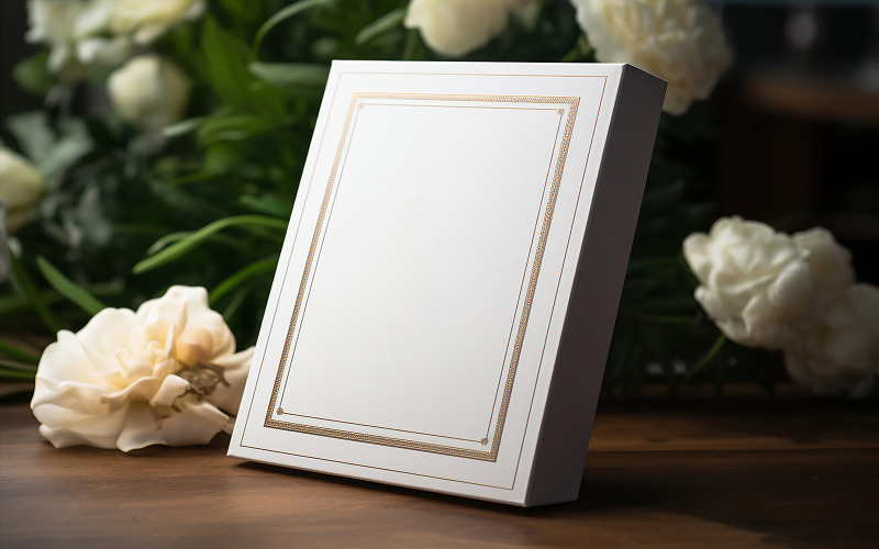White wedding invitation card_blank wedding card with flowers Background