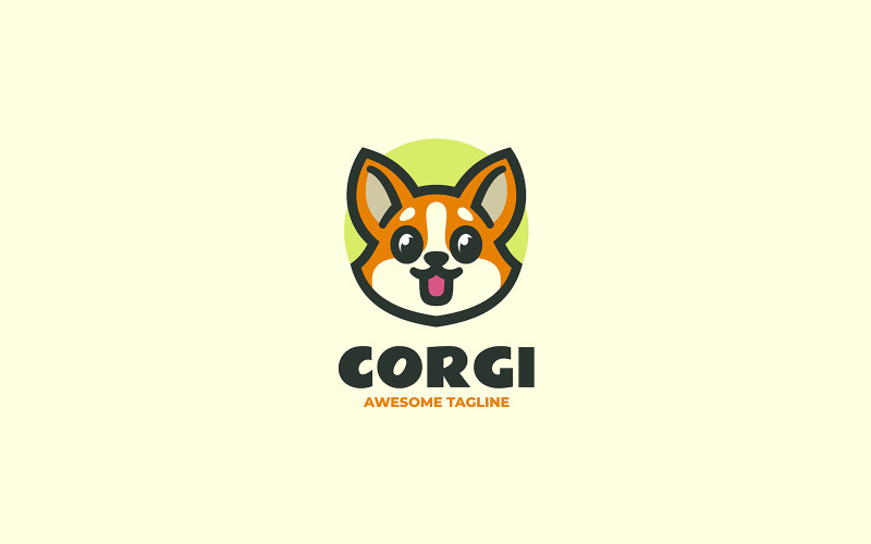 Corgi Dog Mascot Cartoon Logo Logo Template