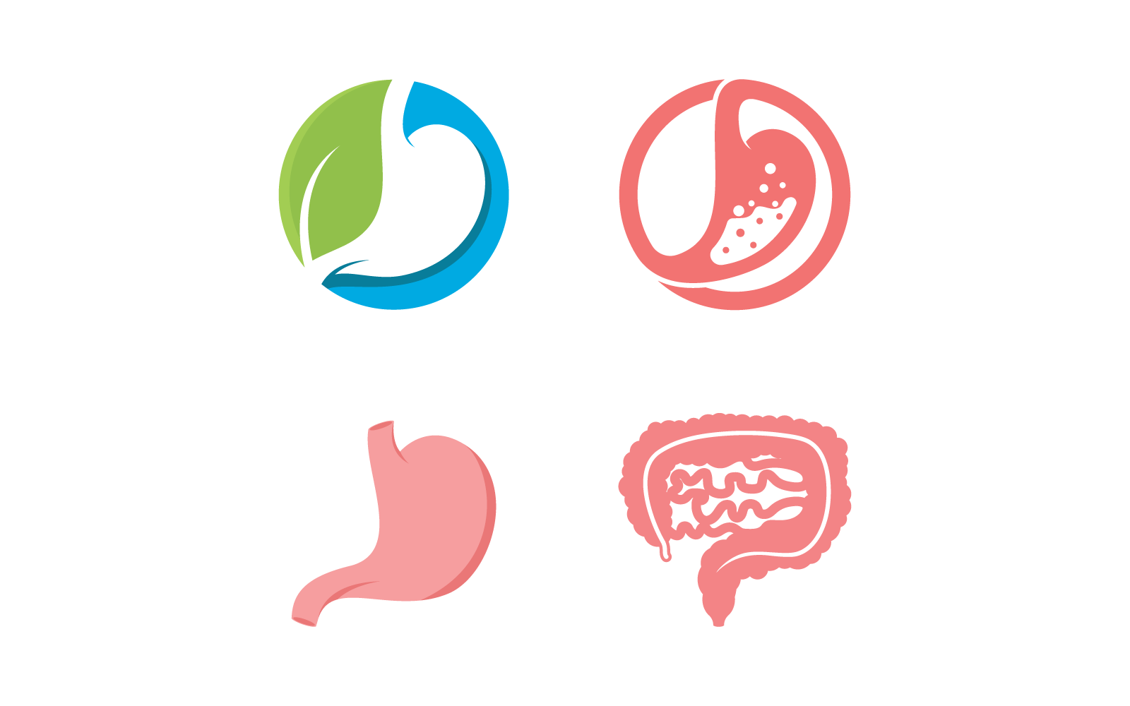 Diseño plano del vector del icono del estómago