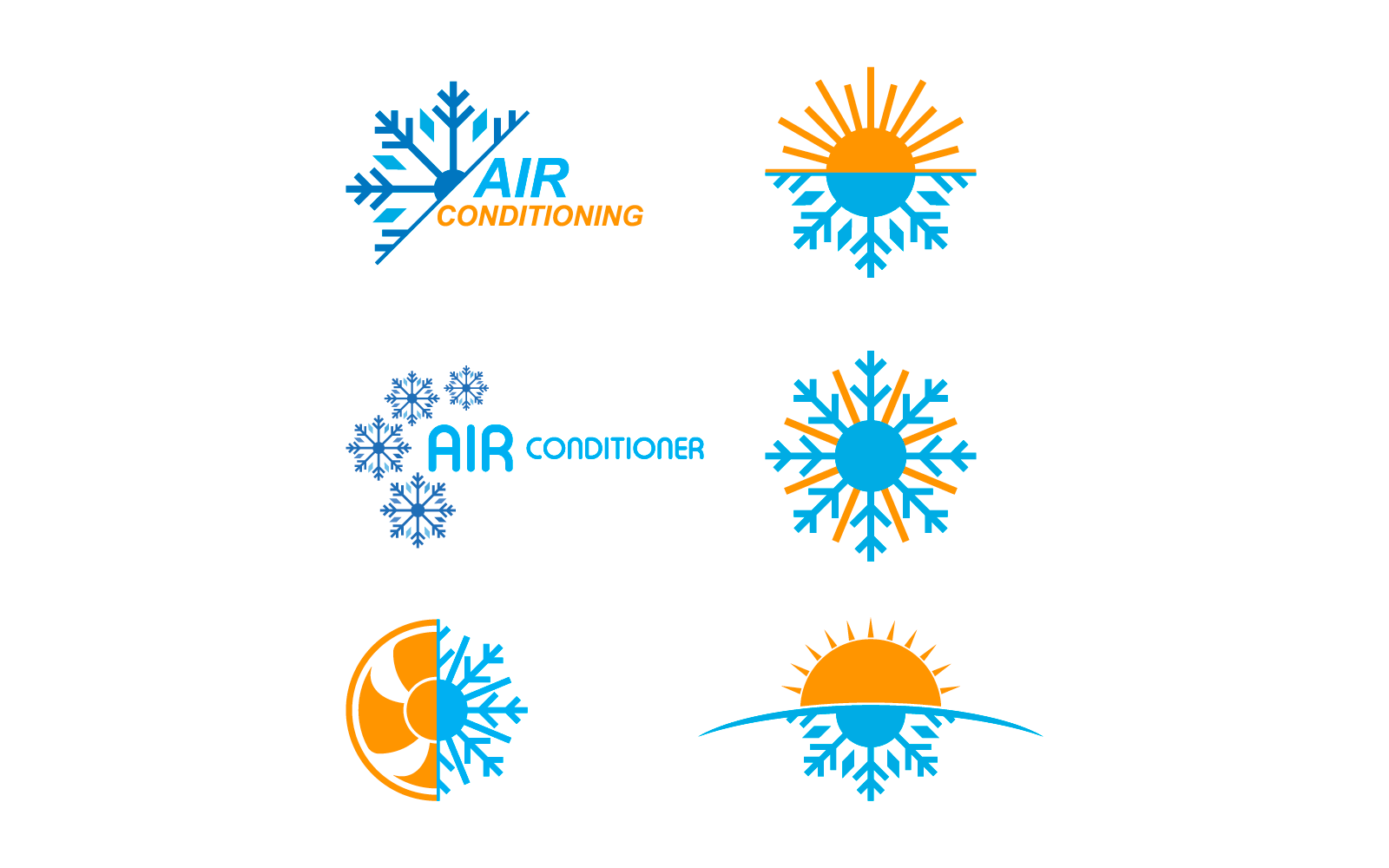 Diseño plano del vector del icono del logotipo del aire acondicionado