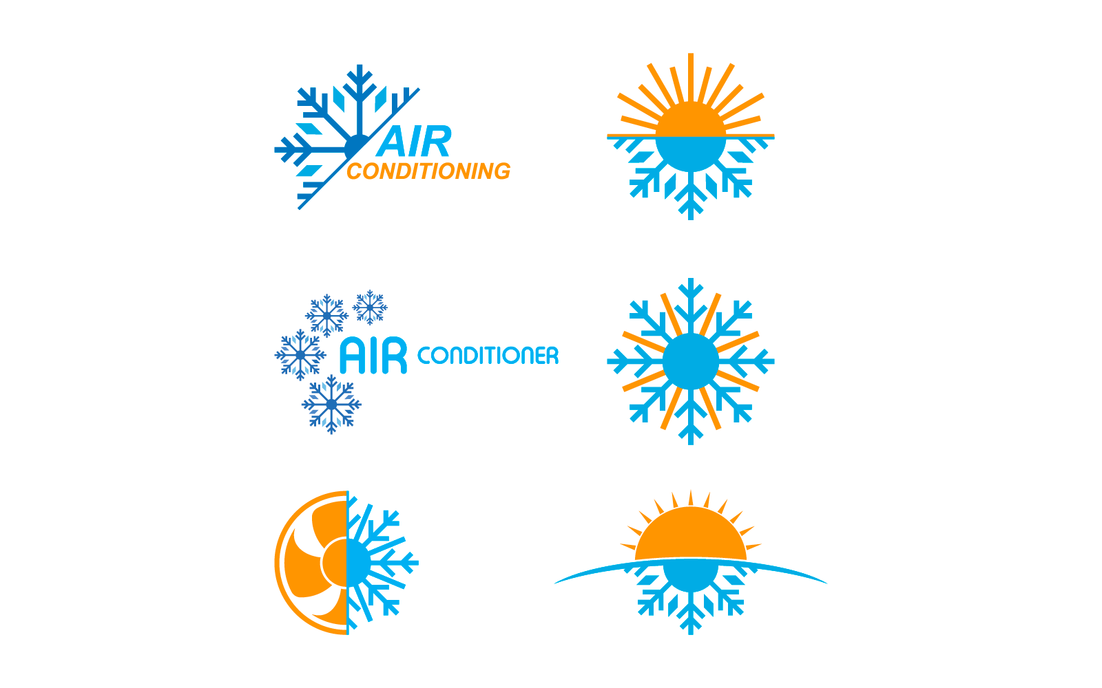 Klimatizace logo ikonu vektor plochý design