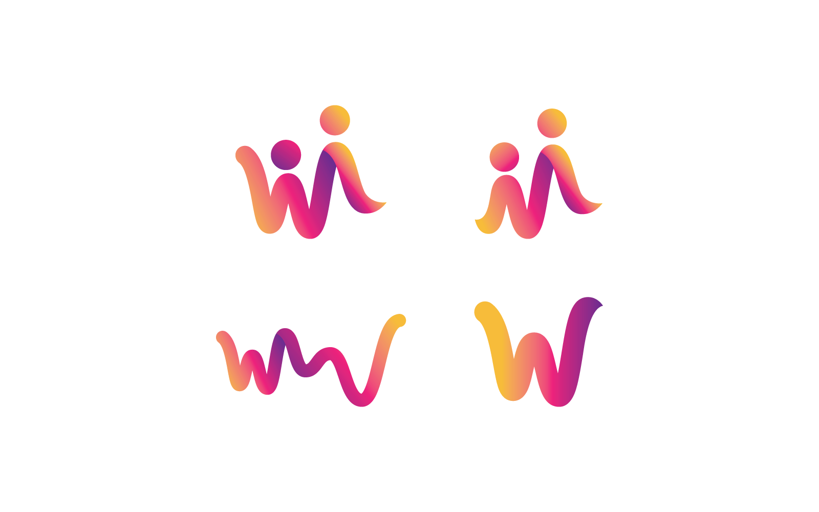 Modello di design piatto con illustrazione vettoriale del logo iniziale della lettera W
