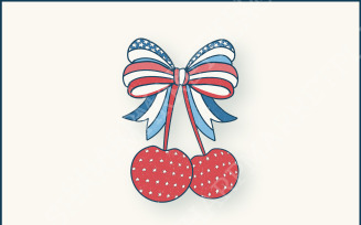 Cherry Coquette Bow PNG, Soft Girl Era Aesthetic, 4th of July Sublimation, Trendy Designs, Retro