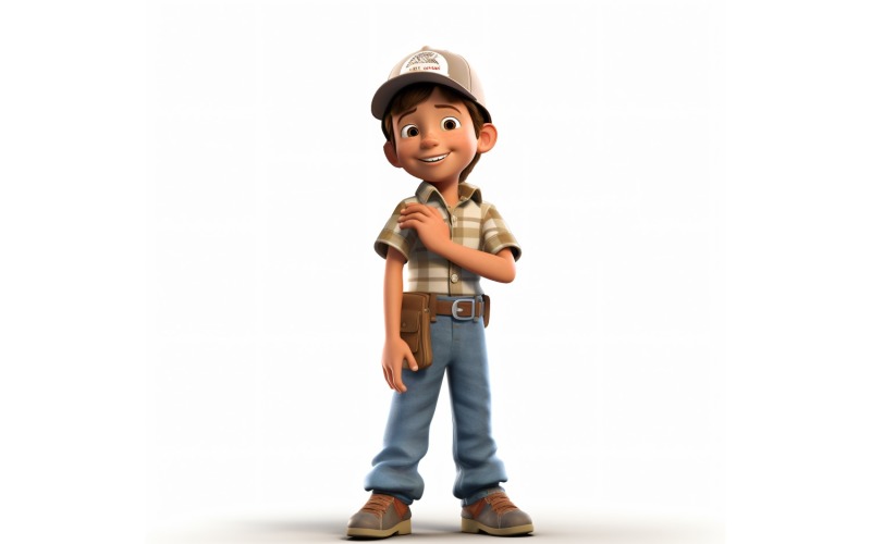 D Character Child Boy Engineer with relevant environment 1 Illustration