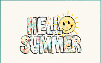 Hello Summer PNG, Sublimation Designs Download, Beach Vibes, Digital & Retro Doodles