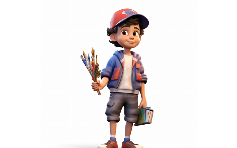 3D Character Child Boy Painter with relevant environment 1 Illustration