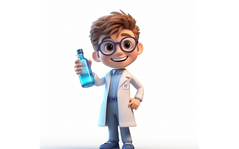 3D Character Child Boy Scientist with relevant environment 4 Illustration