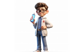 3D Character Child Boy Scientist with relevant environment 6