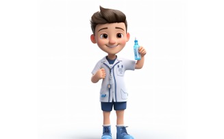 3D Pixar Character Child Boy Nurse with relevant environment 2