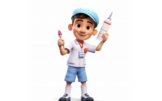 3D Pixar Character Child Boy Nurse with relevant environment 3